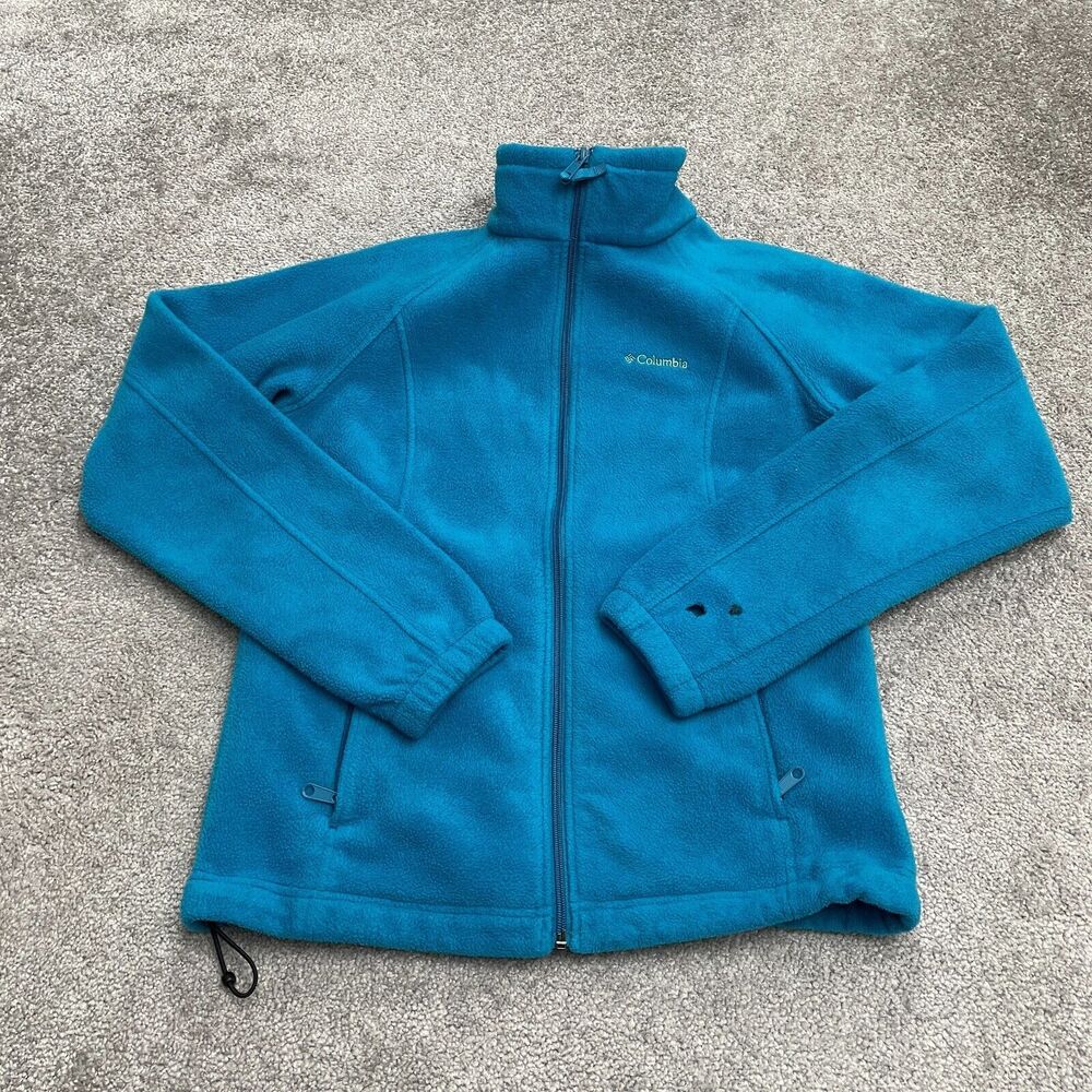 Columbia Benton Springs Fleece Jacket Womens Medium Blue Full Zip Outdoor Hiking
